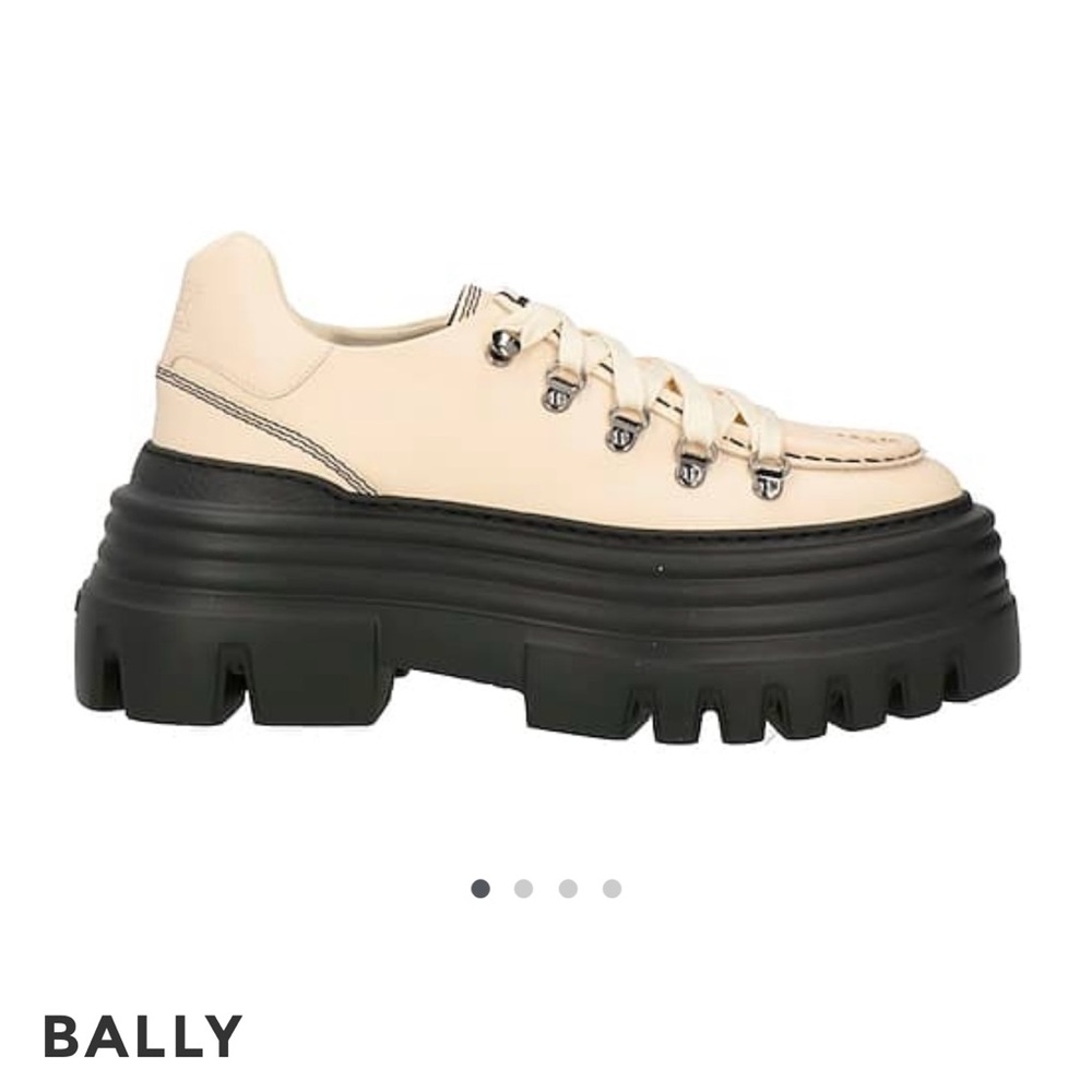Bally Glody Laced Platform Shoes Beige Leather Women 8.5 Size